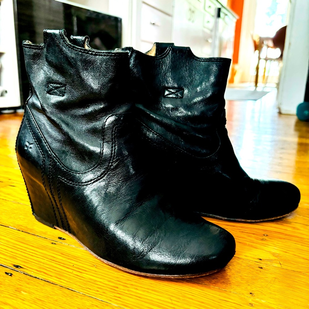Black Frye Wedge Booties